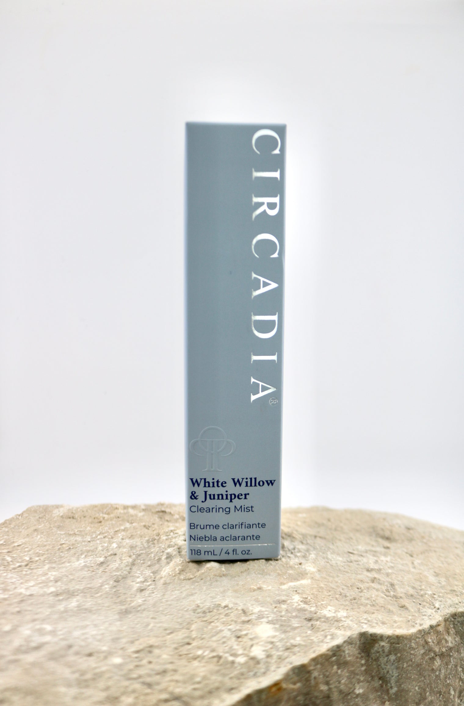 Circadia skincare product on a stone surface with a white background