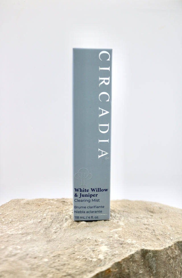 Circadia skincare product on a stone surface with a white background