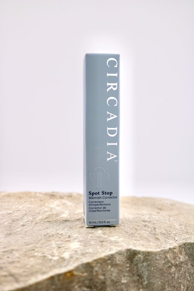 Circadia Spot Stop product on a stone surface with a white background