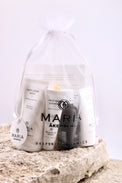 Set of skincare products from Maria Åkerberg on a textured surface with a white background
